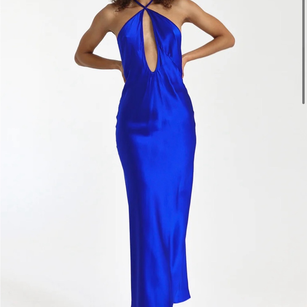 Elegant Blue Backless Dress